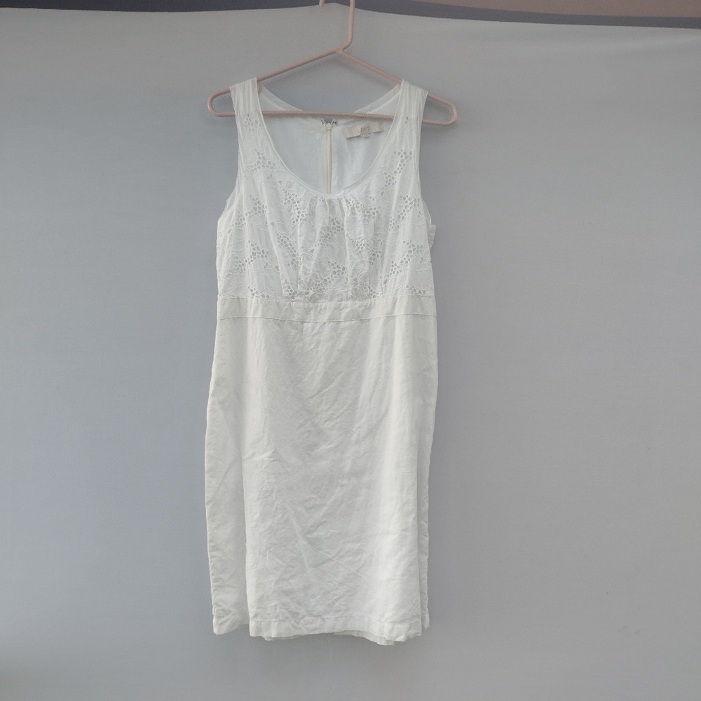 Ann Taylor Loft linen cotton white dress size 10